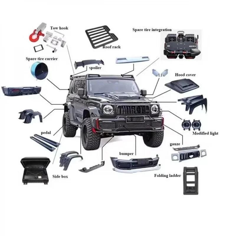 

2023 . Body Kit Auto Parts Body Exterior Accessories Front Grille and Bumper Fit for Tank 300 Roof Rack Car Accessory Black