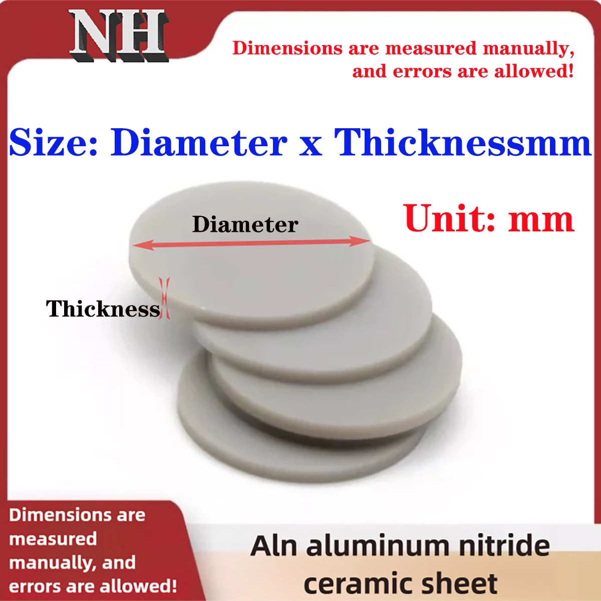 170W/mK AlN Ceramic Substrate Ultra Flat Round Aluminum Nitride Disc High Temperature Insulating Wafer For Power Cooling