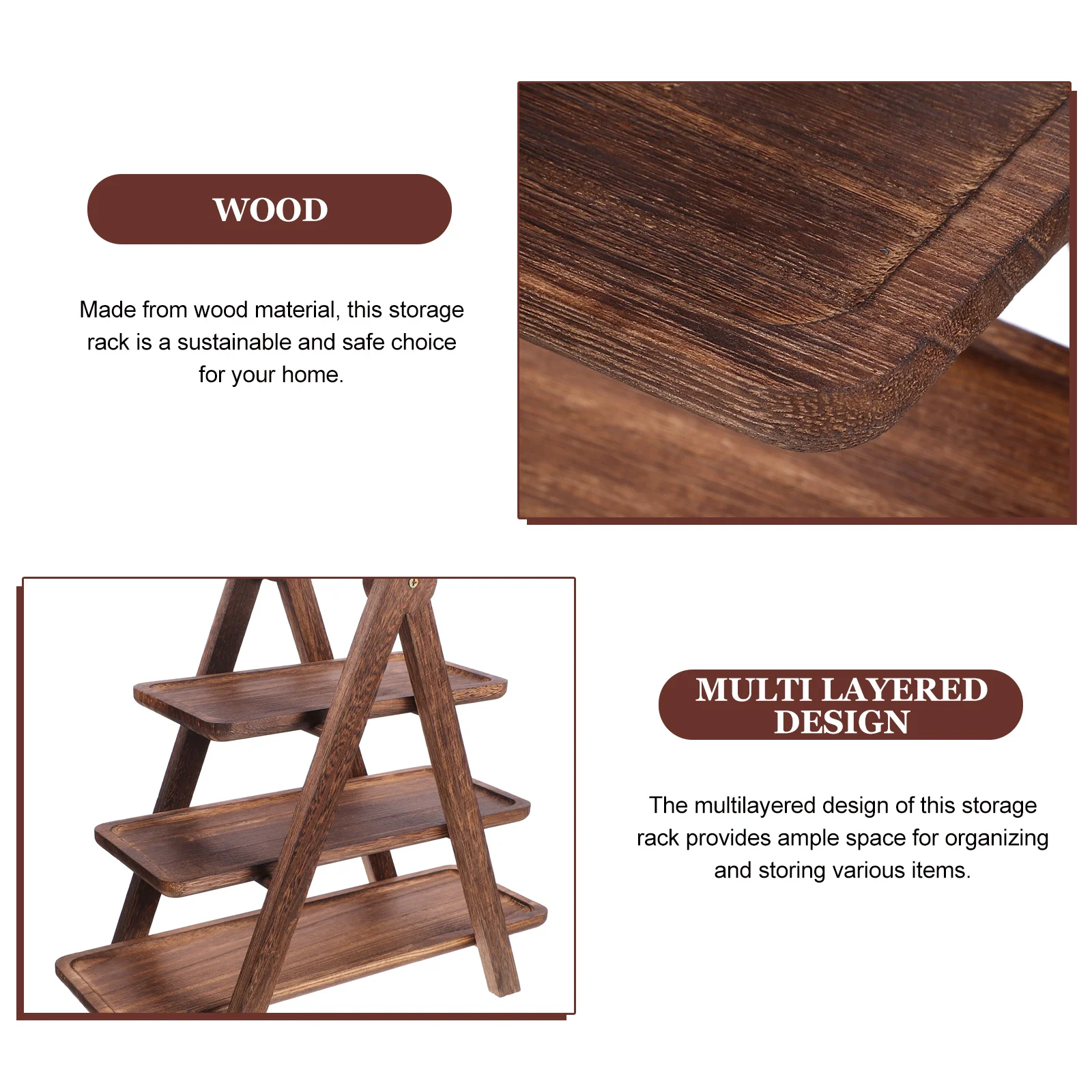 

3 Tier Wooden Storage Rack Foldable Rustic Farmhouse Kitchen Organizer Multi-Layer Food Serving Tray For Hotpot Fruit Vegetables