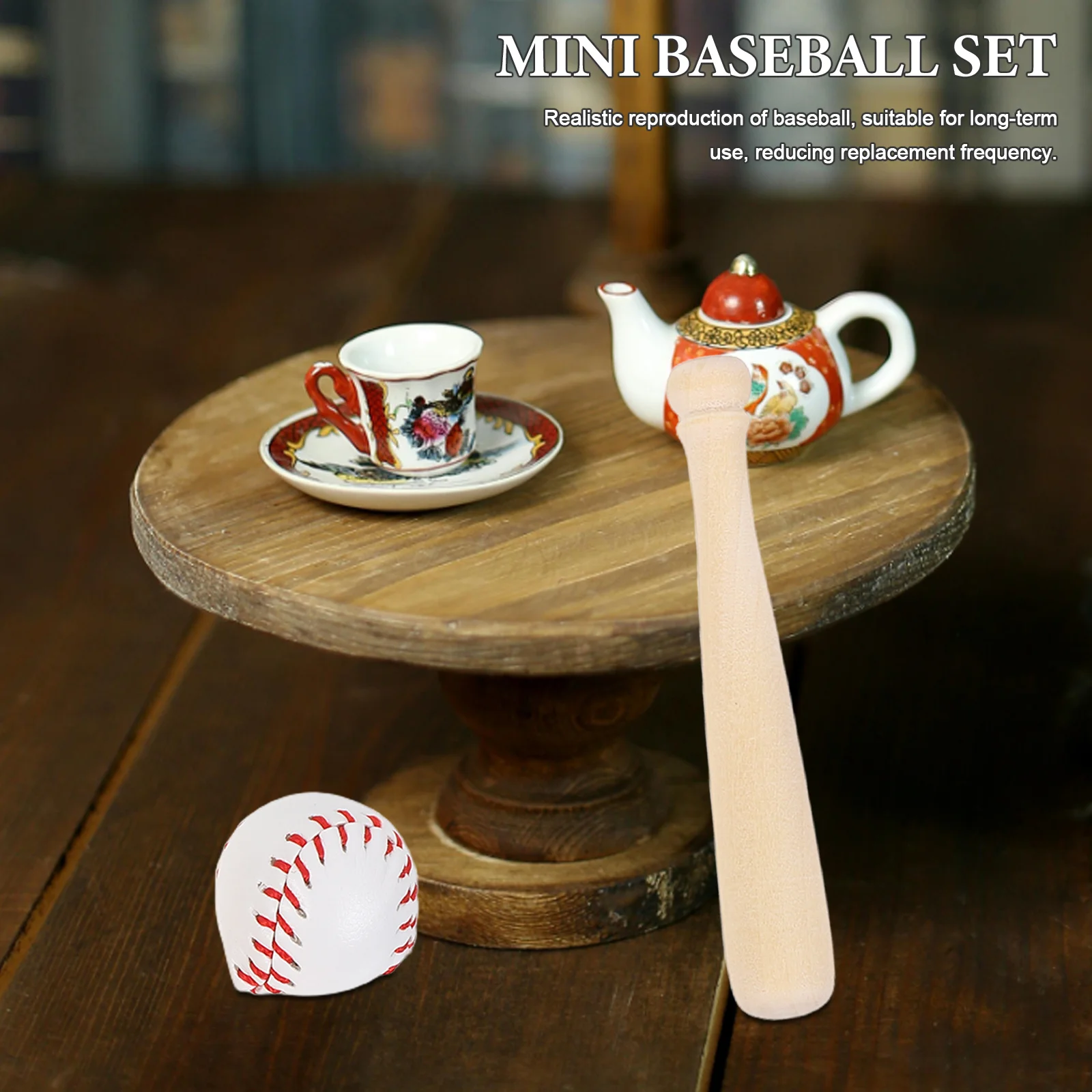 

2 set Mini Baseball Bat Glove Set For Dollhouse Realistic Sports Play Durable Miniature Accessories Kids Hand-Eye Coordination