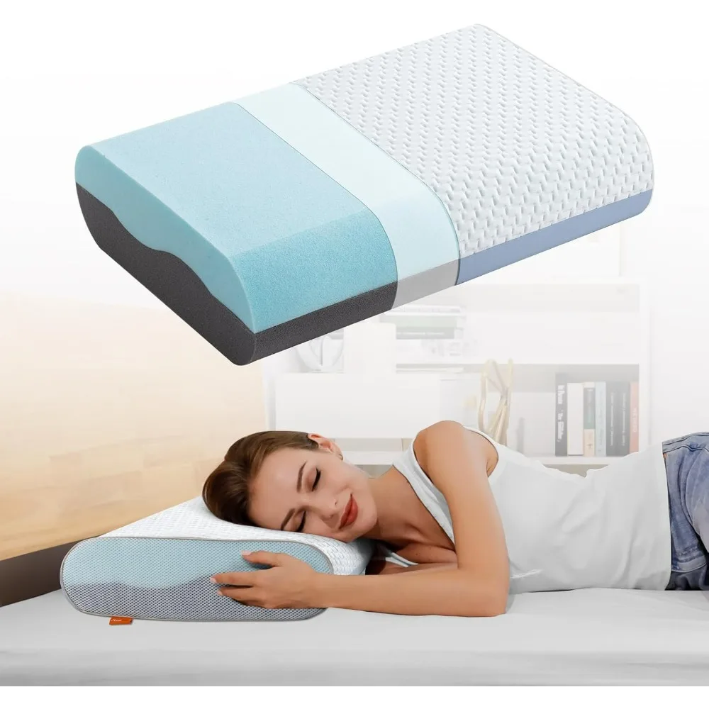 

Memory Foam Pillows, Gel Cooling Bed Pillows, Sleep Pillow, Removable Machine Washable Pillowcase, Standard Size, Breathable