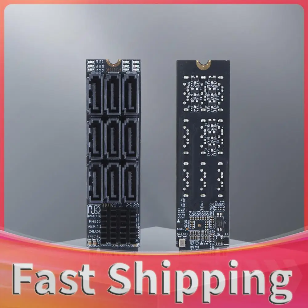 

M.2 M KEY Nvme To 9 Ports SATA 3.0 Adapter 6Gbps M.2 NVME To SATA 3.0 Converter Expansion Card for Desktop PC