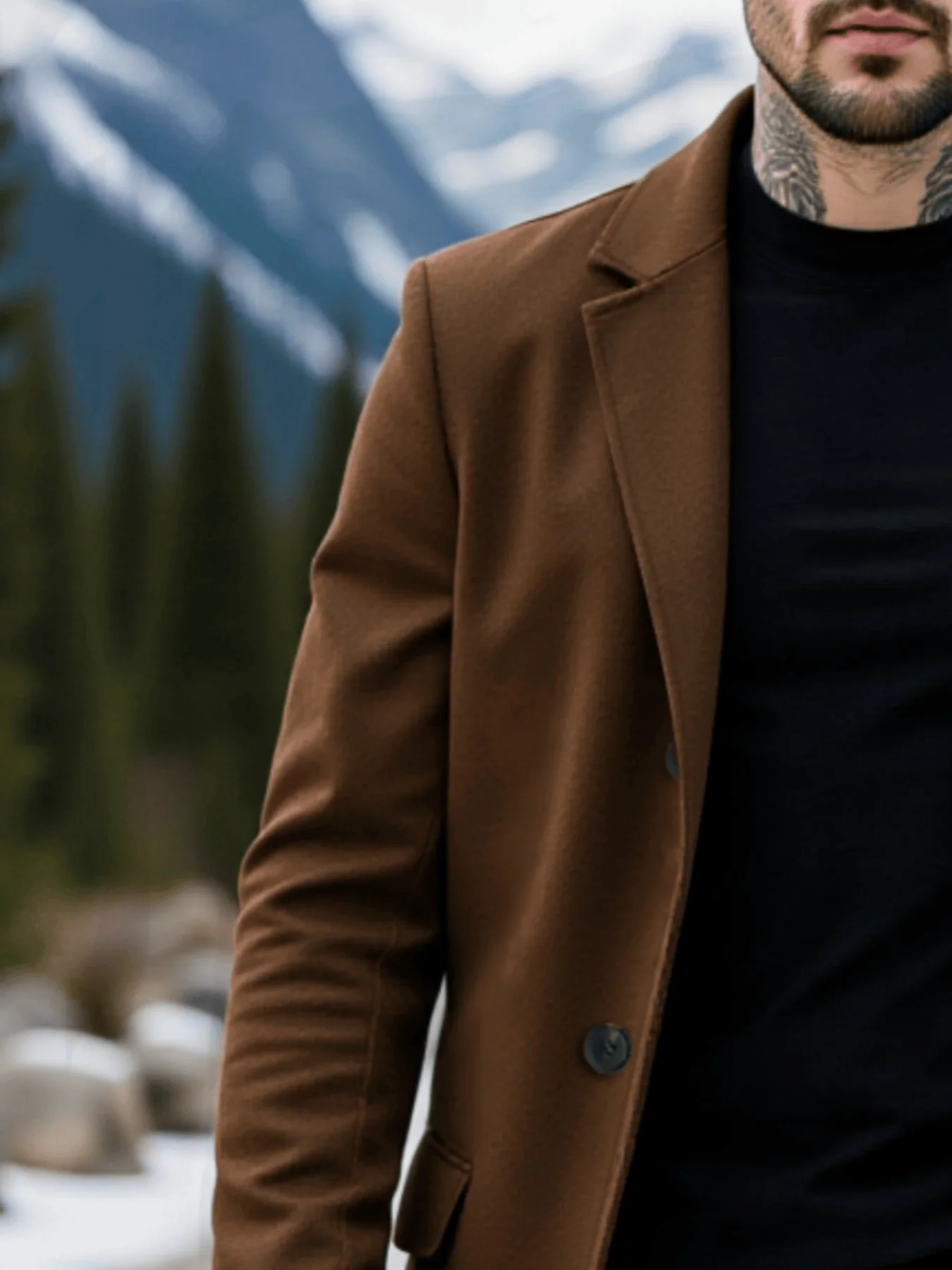 Men's Thickened Jacket Woolen Overcoat Winter Warmth Essential Single-Breasted Design Trench Style Commute Casual Coats Item 2