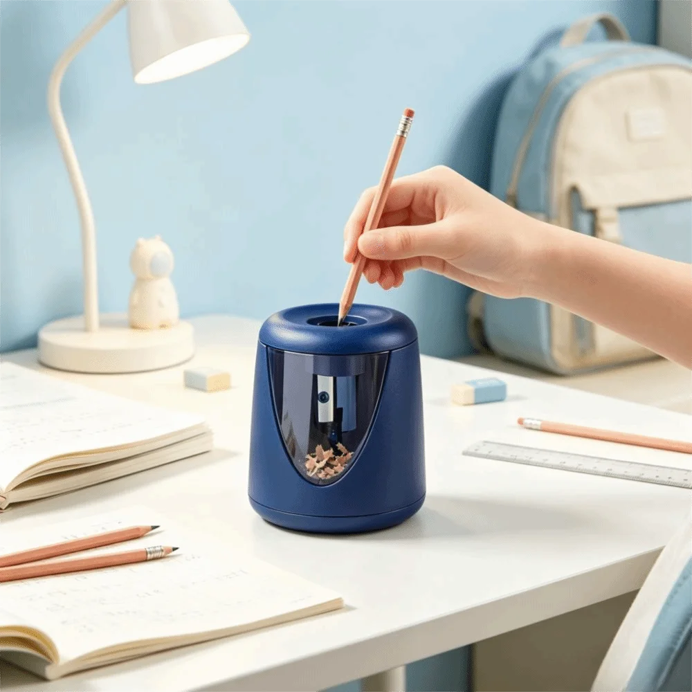 Automatic Switch Electric Pencil Sharpener Cartoon Design Decorative Sticker Automatic Pencil Sharpener Electric Powered