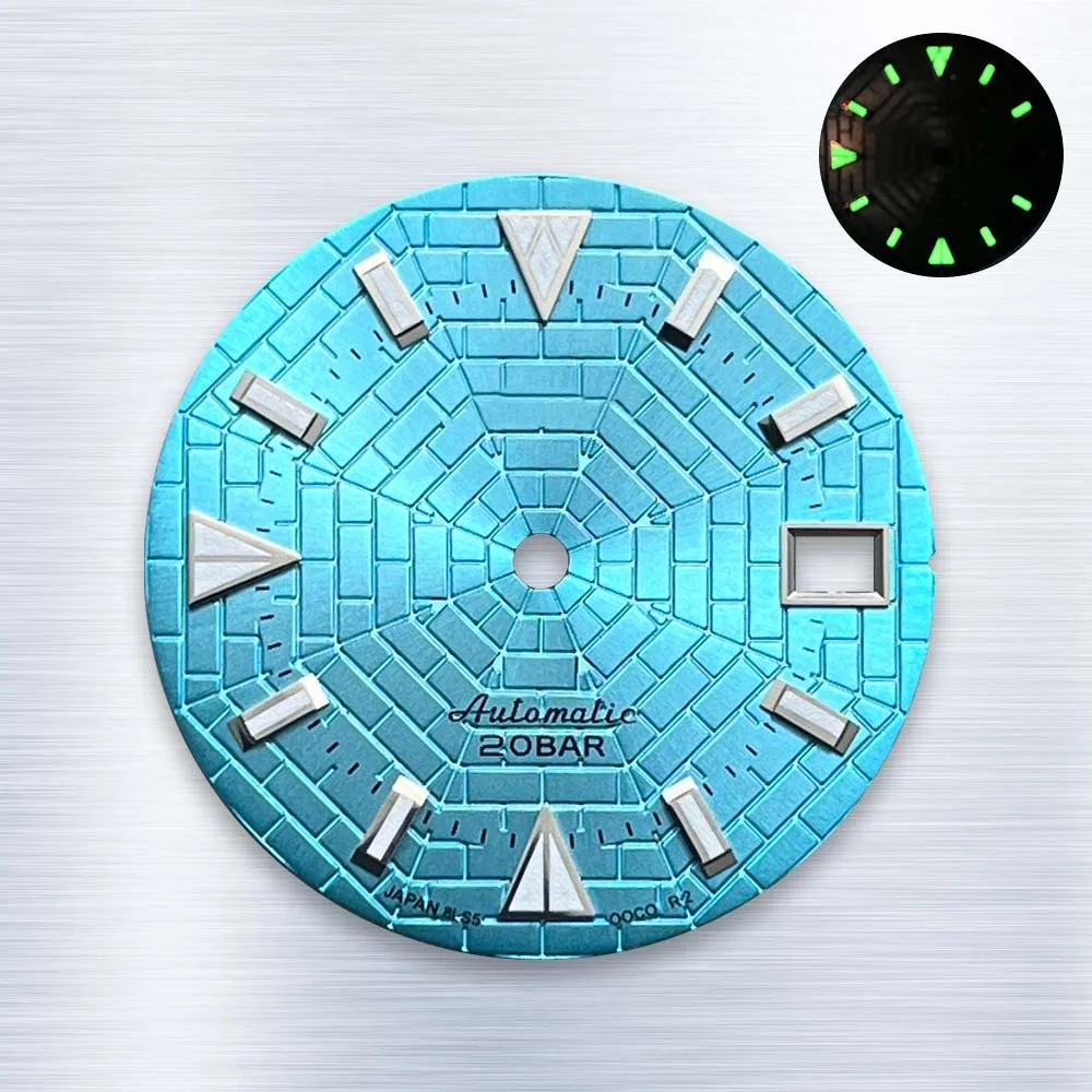 NH35 Dial S Logo Dial 28.5mm Green Luminous Suitable for Japan NH35 NH36 Watch Modification repair Accessories