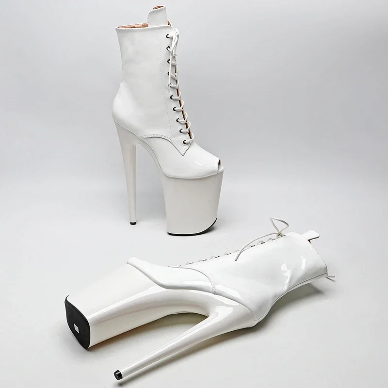 Leecabe 23CM/9inches Patent PU Upper Fashion trend Small open toe High Heels Pole Dance boot