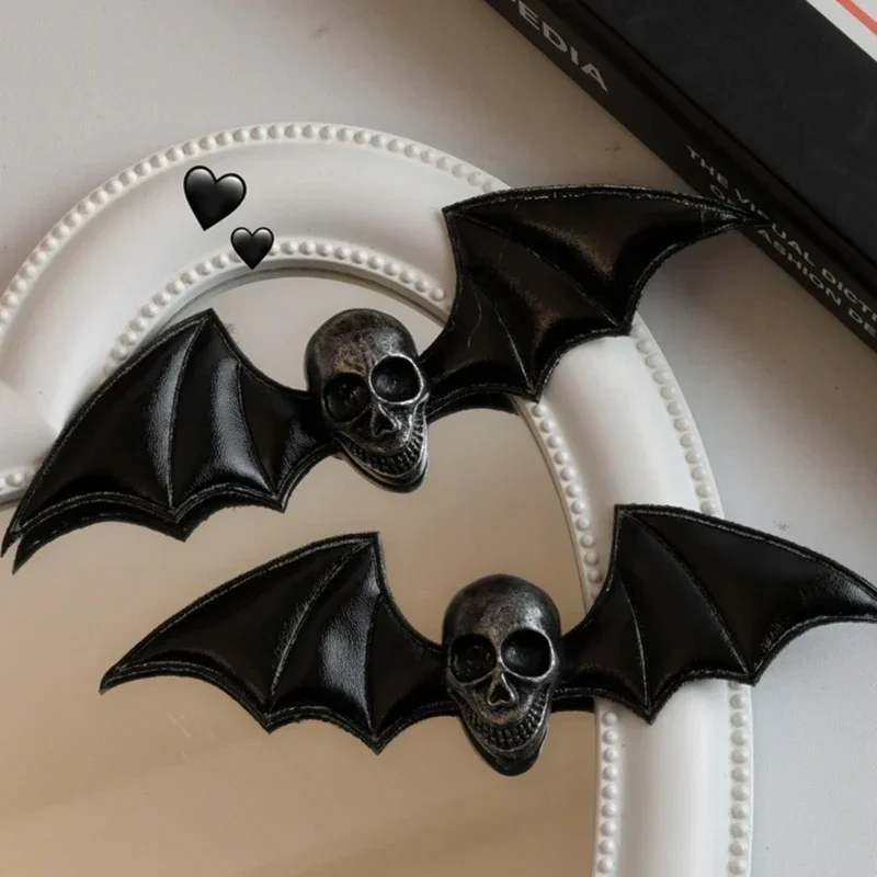 

Halloween Hair Accessories Set - Bat Hair Clips with Cool Large Black Wings and Skull Decorations for Girls