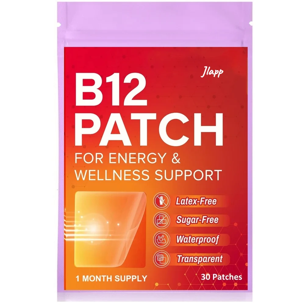 B12 Patch (Pack of 30), Transdermal Patches Daily B12 Patches, Self-Adhesive Natural Blend Patches, 1 Month Supply