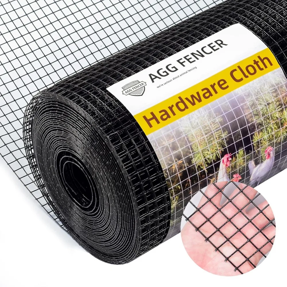 

48in x 50ft Black Hardware Cloth 1/2 inch 19Ga PVC Coated Wire Mesh Vinyl Coated Fence Welded Metal Chicken Wire