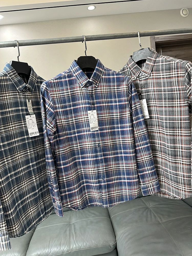 

Long Sve Cotton Flannel irt Comfortable Breathable Casual Men's irt Vintage Plaid Skin-friendly Wear-resistant