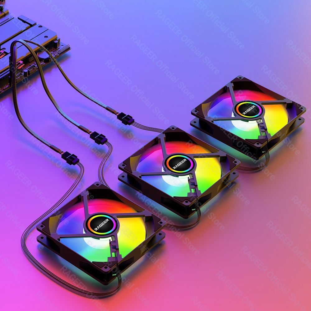 Cabo divisor de ventilador RAGEER 1 a 2/3/4 PWM - Conectores fêmea para macho trançados de nylon de 4 pinos para resfriamento de caixa de PC