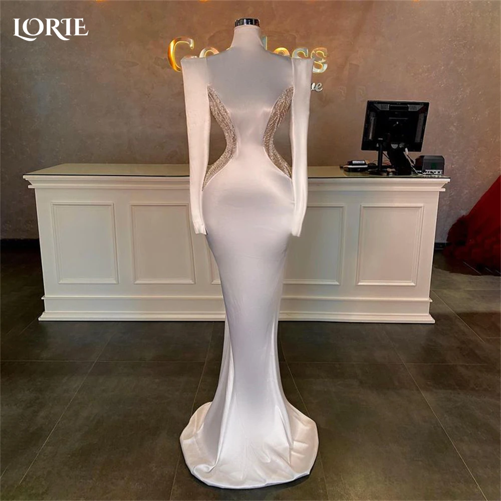 

LORIE Luxury Mermaid Satin Evening Dresses High Neck Cap Sleeves Glitter Beadings Celebrity Dress Saudi Arabia Party Gowns 2023