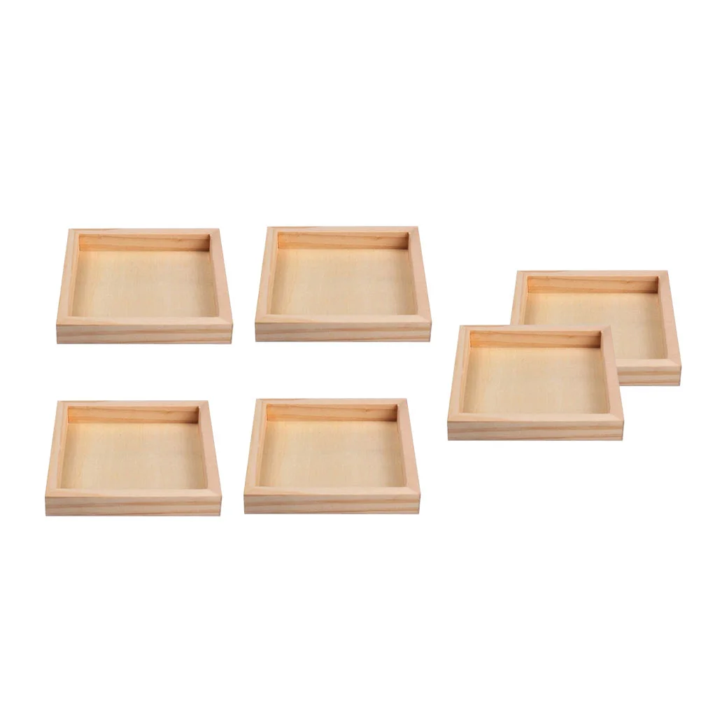 6 Pcs Crafts Puzzle Tray Child Trays Sorting for Wooden Kids 3D Accessory Block