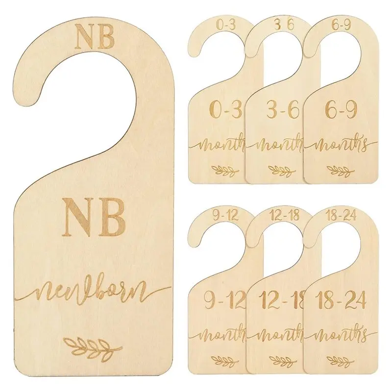 【PRECIO-DROP!】Para tamaños recién nacidos a 24 meses Juego de divisores de armario de madera para bebés que incluyen bolsa de almacenamiento de terciopelo azul