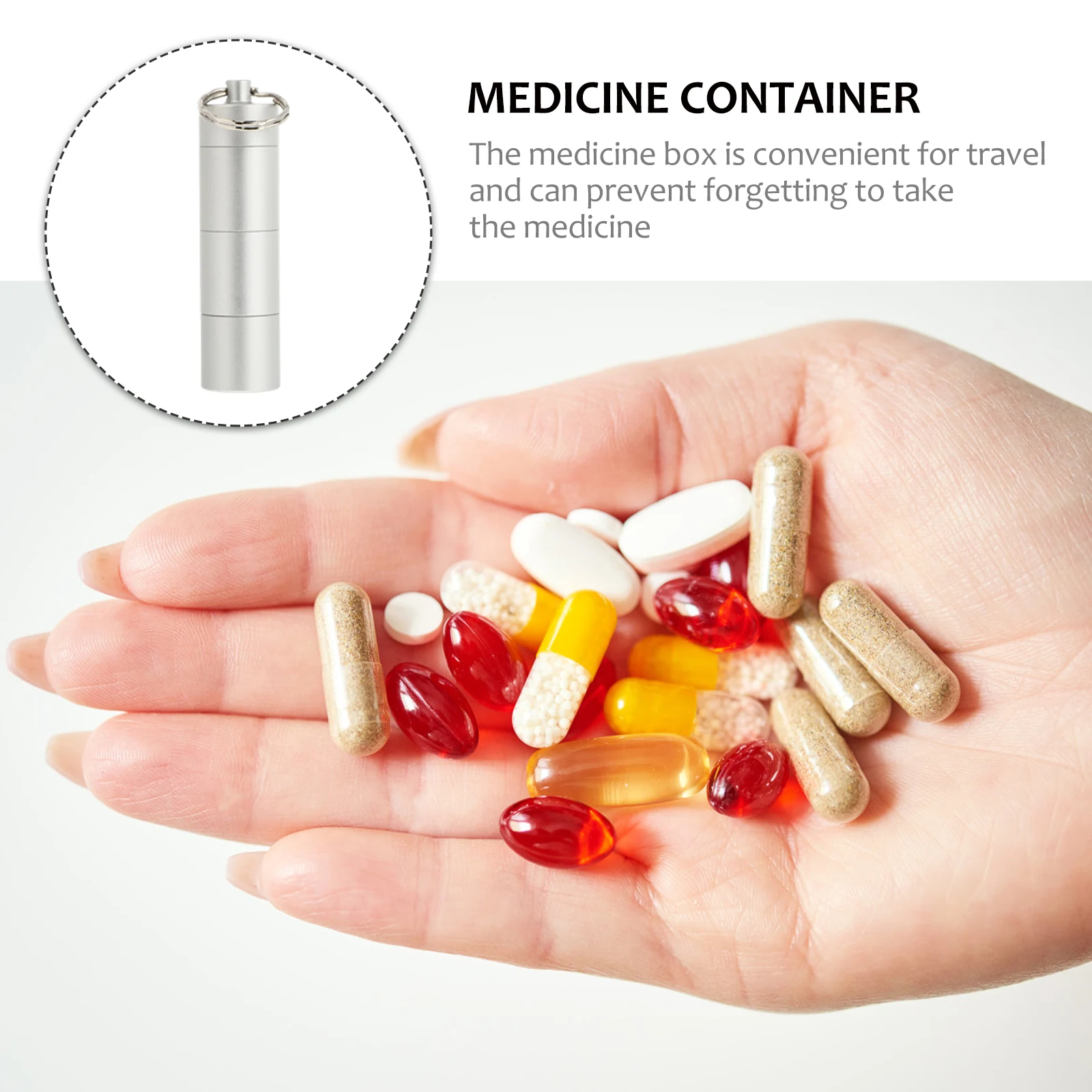 

Aluminum Alloy Portable Medicine Bottle Three grid Pill Holder Keychain Storage Case Mini Outdoor Travel Supplies Dust proof