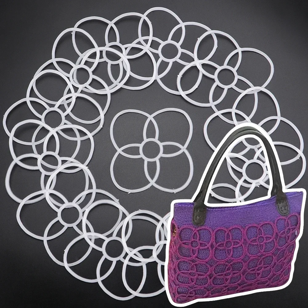 30pc/set Plastic Flower Weaving Mesh Templates -DIY Hand Knitting Floral Patterns for Beads Bag, Yarns Handbag & Seat Cushion