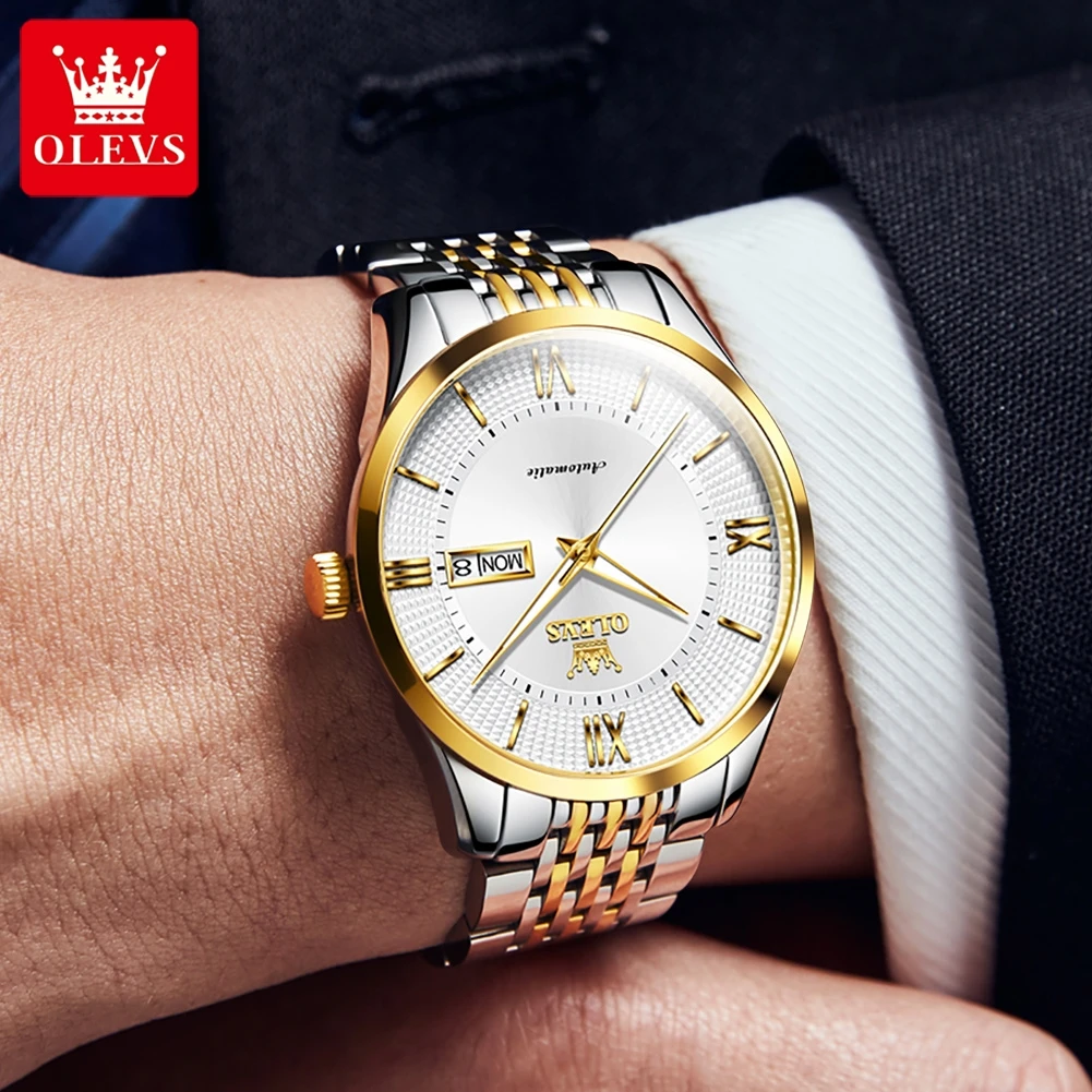 OLEVS 6657 Men Watch Luxury Imported Movement Sapphire Mirror Automatic Mechanical Watch Fashion Waterproof Date Week Men Watch