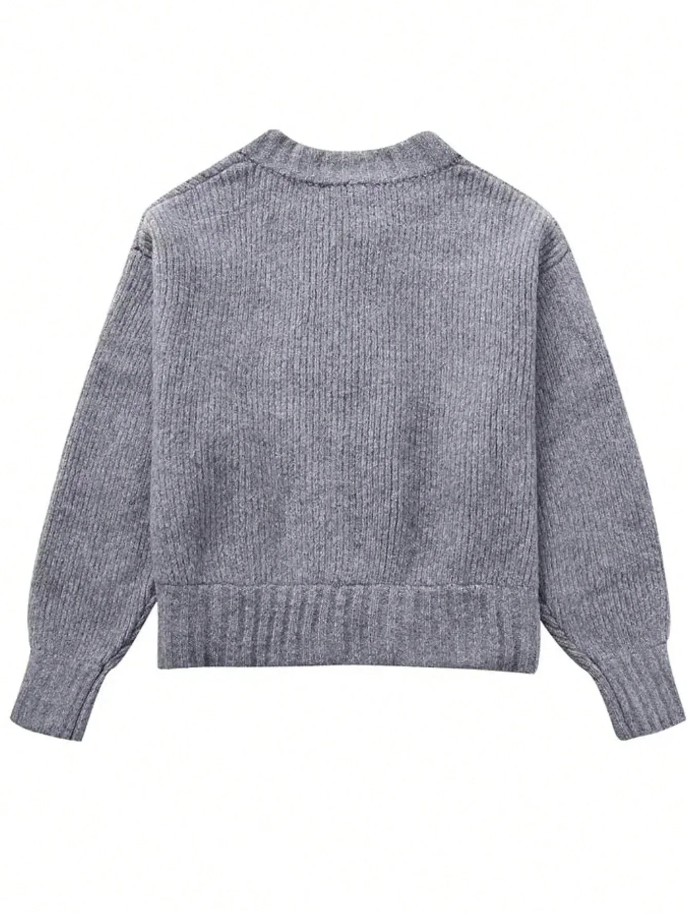 Lightweight & Warm Women's Casual Crew Neck Cardigan  Solid Color Fall Winter Fashion Chic Open Front Design with Chain Detai