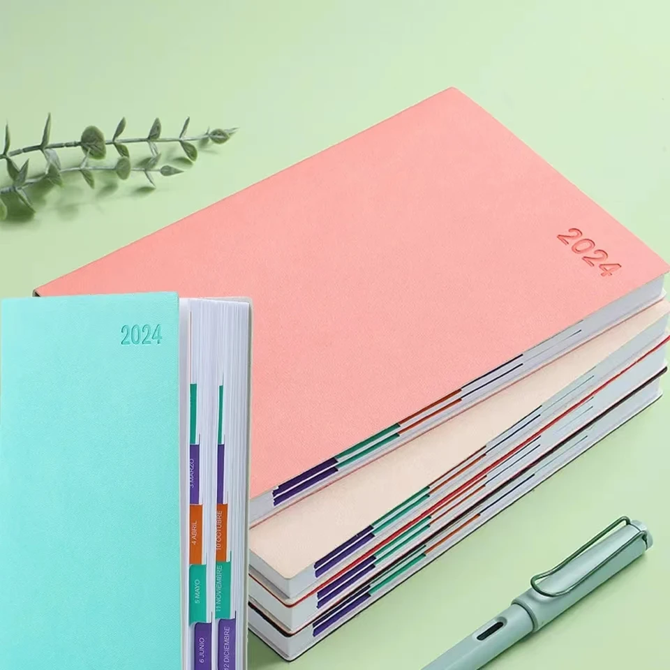 

2024 Diary Planner Notebook 365 Days Calendar Schedule Book A5Size PU Notepads Creative Planner Reminder Desktop Date Statione