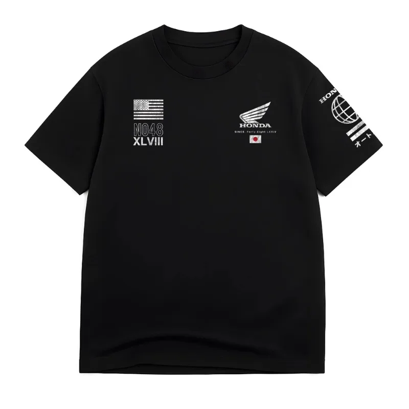 

Honda Men's and Women's T-Shirt Summer Alliance Car Motorcycle Modified Ride Off-Road Street Racing Work Loose Short Sleeves