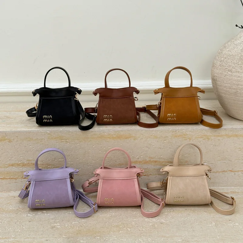 

2025 New Kids Crossbody Bag, Vintage Pure Color Retro Purse for Girls, Lightweight Small Shoulder Bag for School & Travel