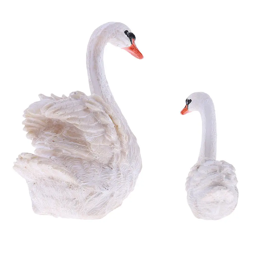 Fairy Garden Swan Model DIY Resin Statue Table Decoration Ornament for Outdoor Lawn and Home Office