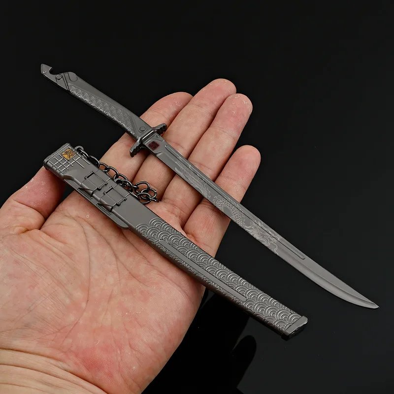 22cm Arena Breakout Game Peripherals Weapon Model Famous Knife Embroidered Spring Knife All Metal Toy Sword Cos Katana Prop Gift