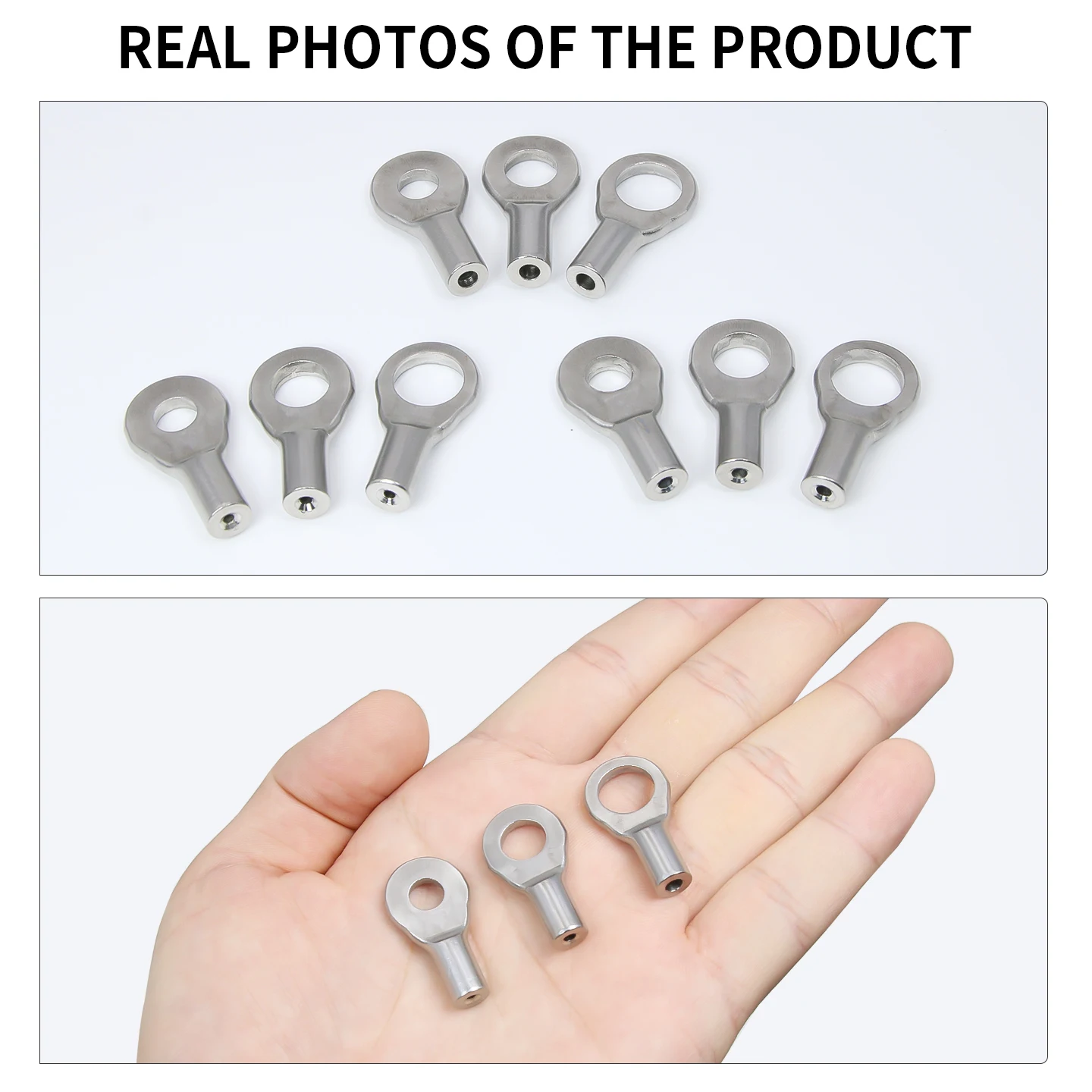 M6-M10 Stainless Steel Cable Terminal, 304 Stainless Steel Crimping Terminal for 1.5mm/2mm/3mm Steel Wire Rope
