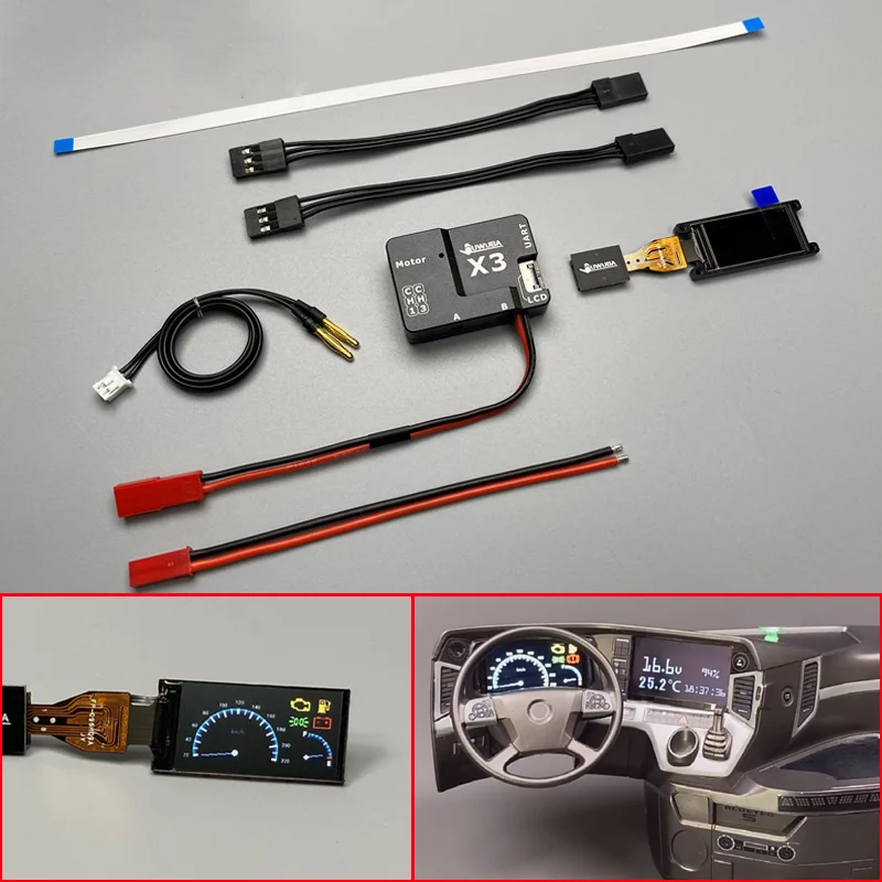 

Радиоуправляемый грузовик, имитация внутреннего экрана, ЖК-дисплей, приборная панель для 1/10 1/14 Tamiya SCANIA 770S BENZ MAN, экскаватор TRX4 SCX10 Wrangler