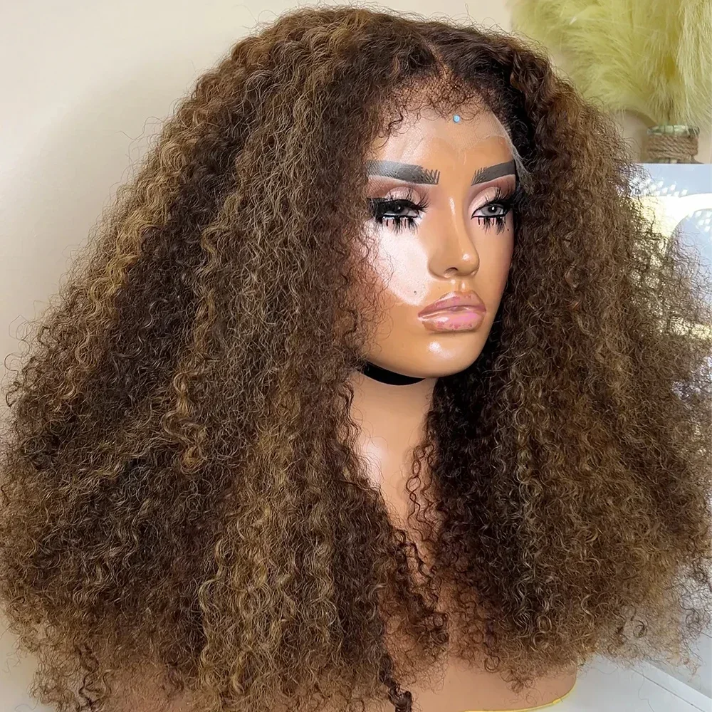 

Длинный светлый коричневый странный вьющийся парик фронта шнурка плотности 180 для чернокожих женщин детские волосы естественная линия волос предварительно выщипанные бесклеевые