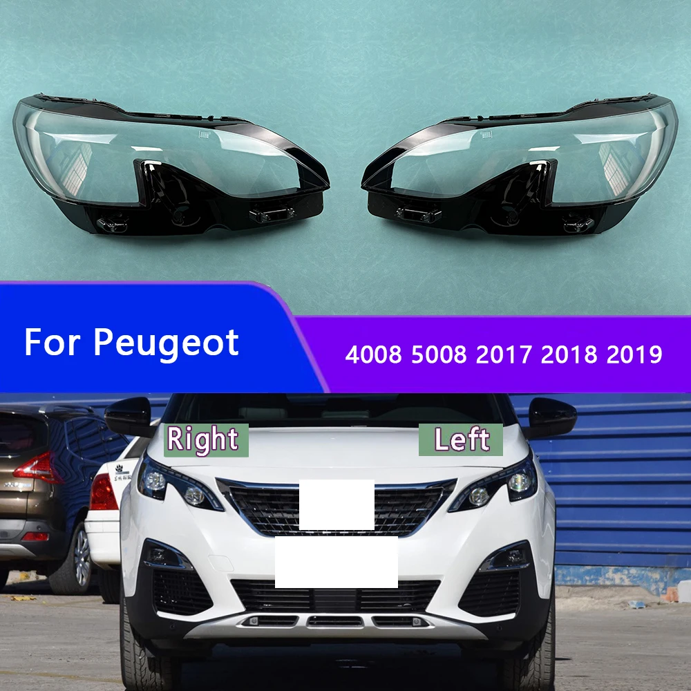 For Peugeot 4008 5008 2017 2018 2019 Headlight Cover Transparent Lens Headlamp Shell Replace Original Lampshade Plexiglass