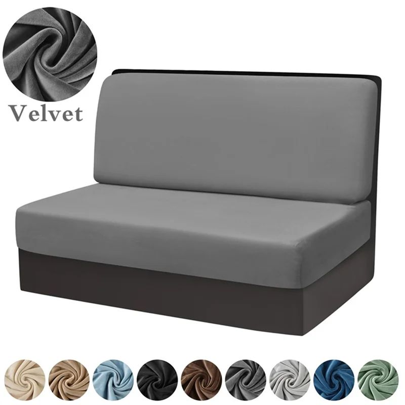 2pcs/set Velvet RV Dinette Cushions Covers Soft Elastic Couch Cover Booth Seat Covers RV Camper Car Bench Backrest Cover Decor