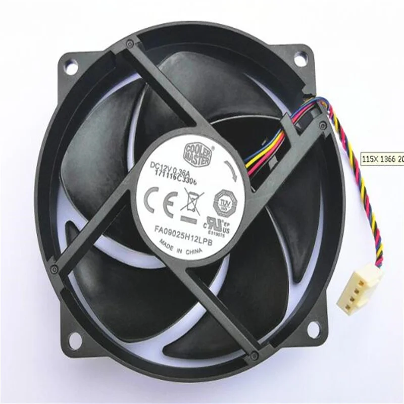 100%NEW Authentic 9025 9CM 12V 0.36A FA09025H12LPB Circular CPU Fan 4-wire Temperature Controlled Mute Fan