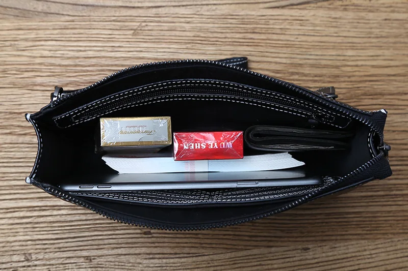 Nzpj Echt leder Herren Clutch Tasche natürliche Rindsleder Brieftasche große Kapazität Handy tasche lässig Business Umschlag für – Detail 17
