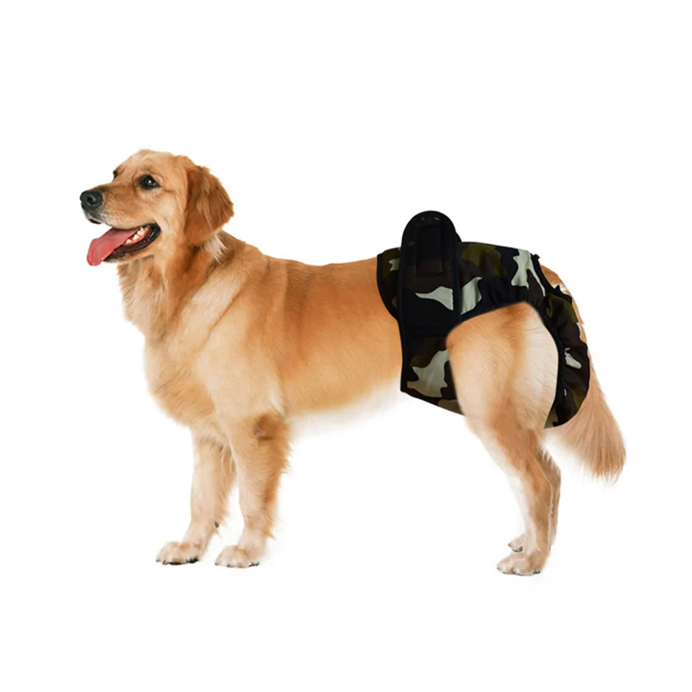 

3Pcs Cotton Pet Diapers Reusable Sanitary Pants Puppy Physical Pants Easy Wear Stick Patch Black Red Camouflage Xs