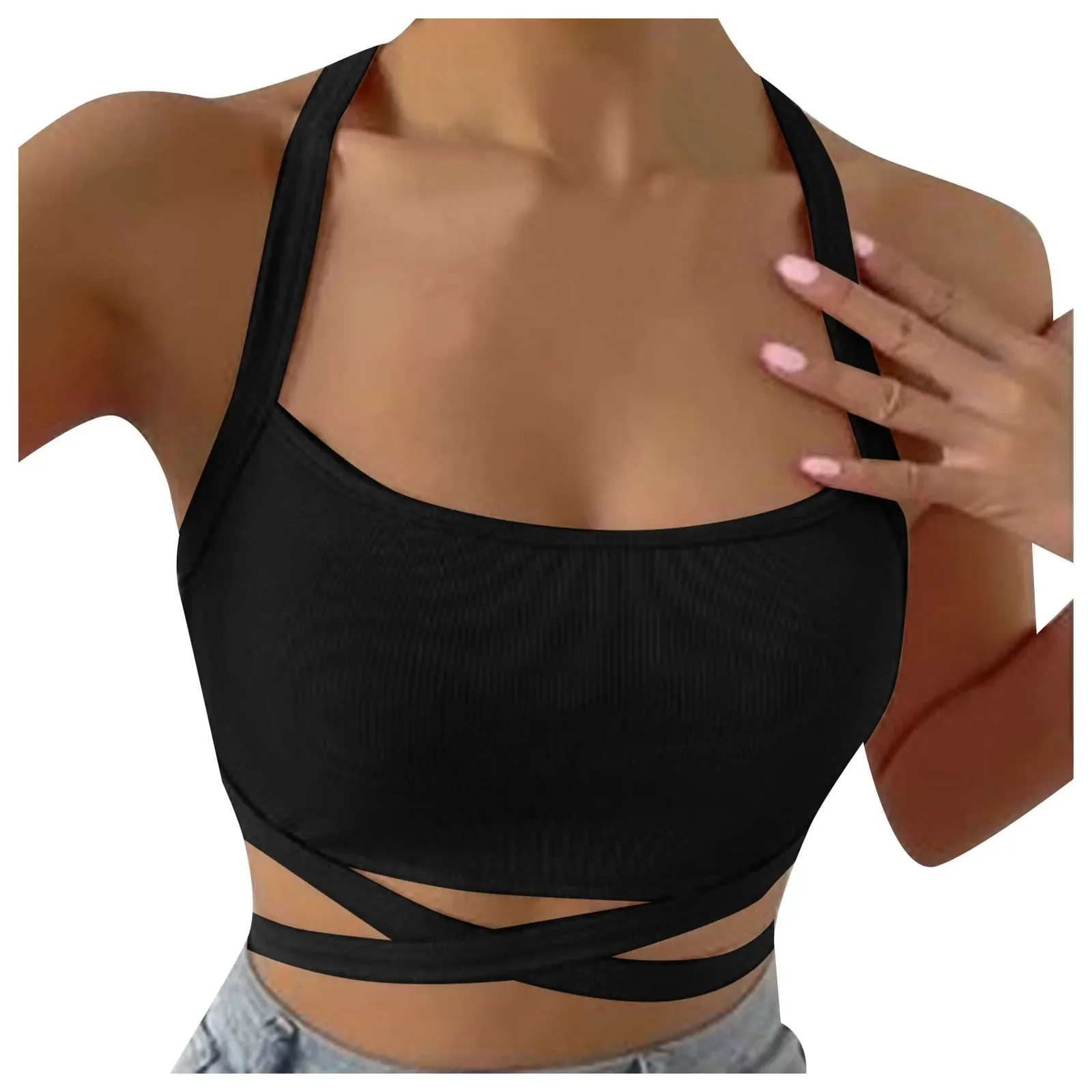 

Womens Underwear Tight Fitting Vest Top Lace Bra Tight Fitting Underwear Top Sexy Vest Womens Cotton Camis for Women Crop Tops
