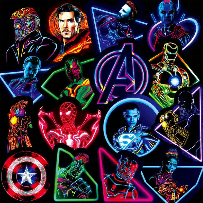 

100pcs/set Marvel Superhero Graffiti Sticker Cartoon‌ Figure‌ Iron Man Spider-Man Hulk Waterproof Decoration Stickers Kids Gifts