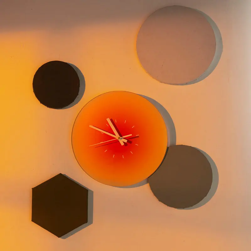 

Часы скандинавским закатом, часы для гостиной, креативные часы, орнамент, стеклянные настенные часы BB384FN