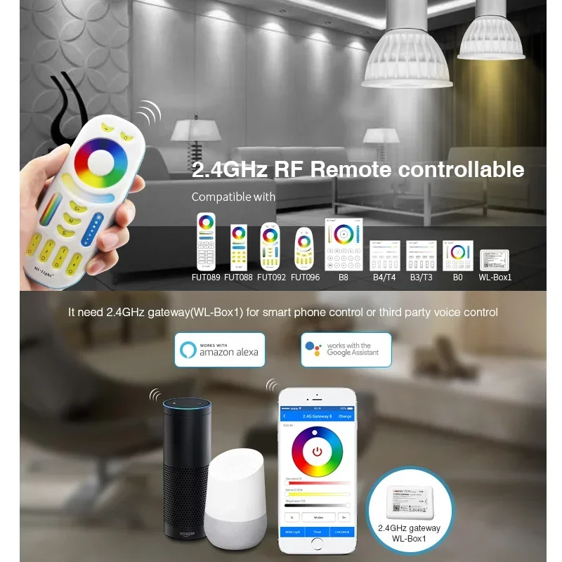 Miboxer 2.4G RF draadloze afstandsbediening 4W RGBCCT GU10 LED-spot FUT103 LED-lamp