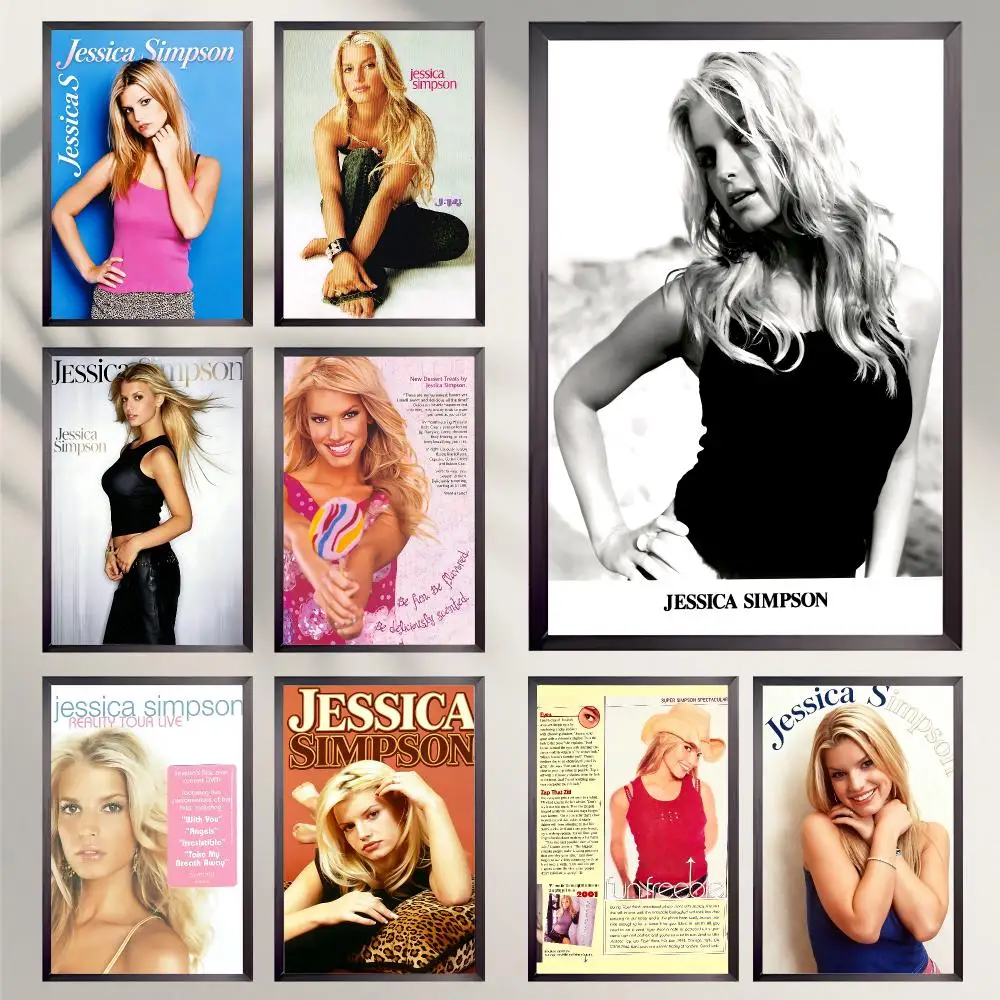 music Jessica Simpson Poster Poster HD Self-Adhesive Art Print Waterproof Wall Decor for Bedroom Living Room Decor Gift