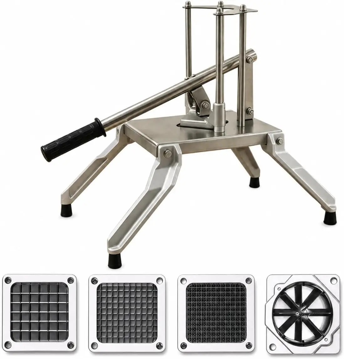 Commercial French Fry Cutter, Manual Stainless Steel Potato and Vegetable Cutter with Extended Handle, Freestanding Countertop D