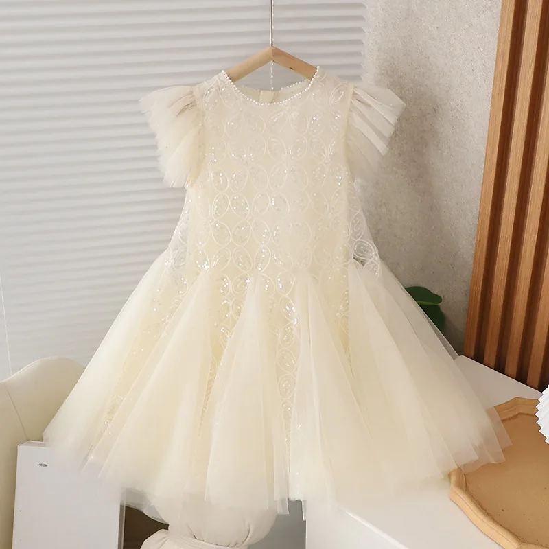 Girls New in Ceremony Wedding Clothes Bridesmaid Women Elegant Party Evening Dresses 5 7 9 10 Years Old White Children\'s Costume