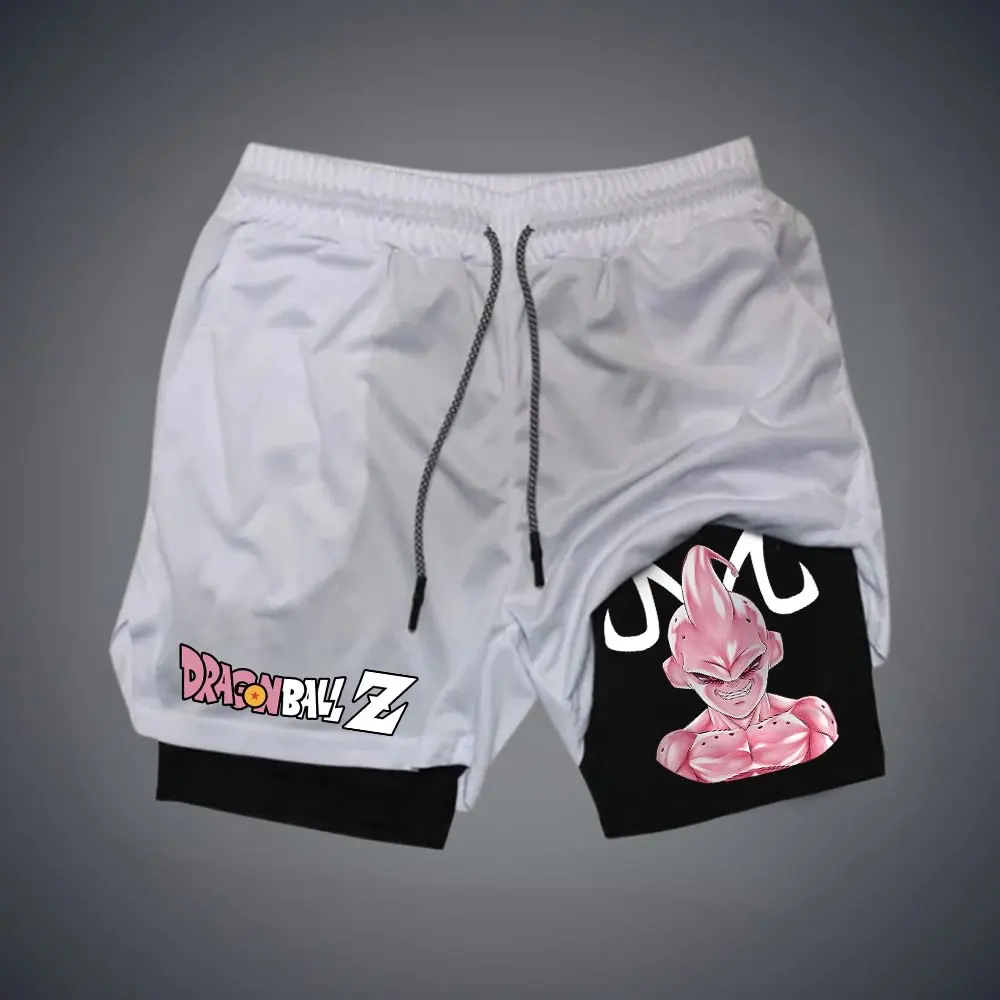 شورت تدريب جديد من Dragon Ball مع نص Dragon Ball Z على الفخذ الأيمن Majin Buuq ركوب الدراجات الرياضية بخصر برباط قابل للتعديل