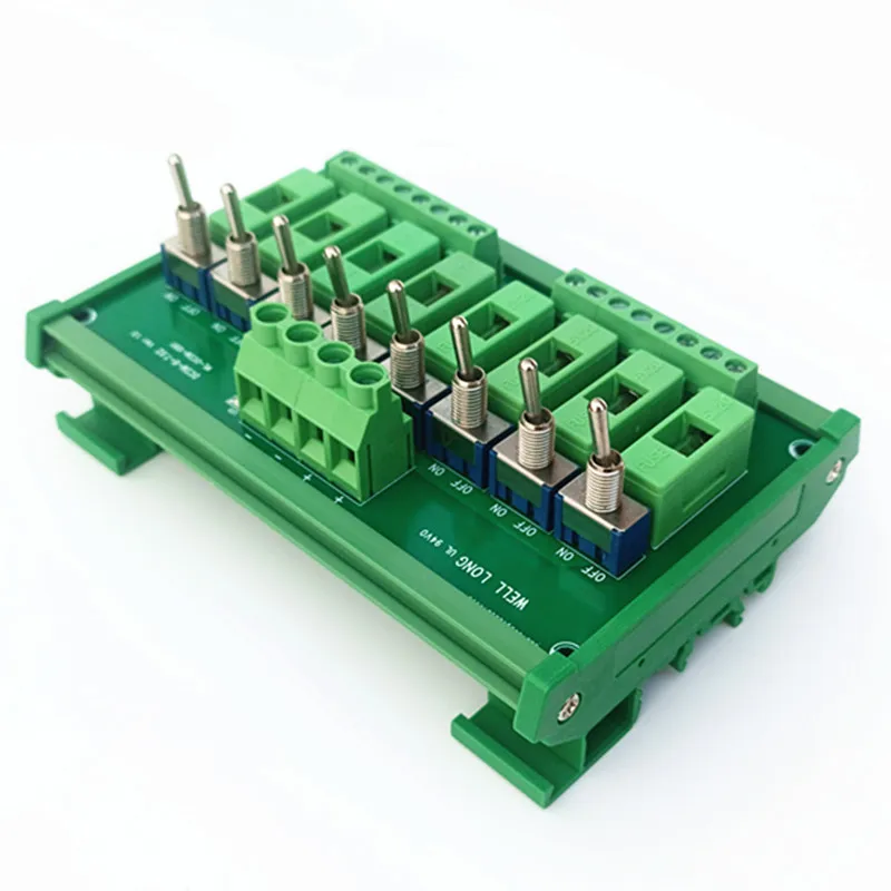 DIN Rail Mount 8 Channel DC Power Distribution Board Breaking Fuse Terminal Block with Switch and Pilot Lamp Fuse Module