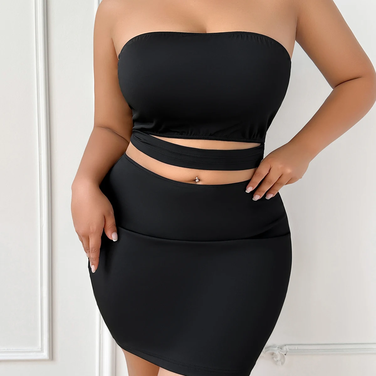 Dames Effen Kleur Mouwloos Off-Shoulder Pouch Back Bustier Ingericht Korte Rok Sexy Uitgesneden Ingerichte Bodycon Jurk