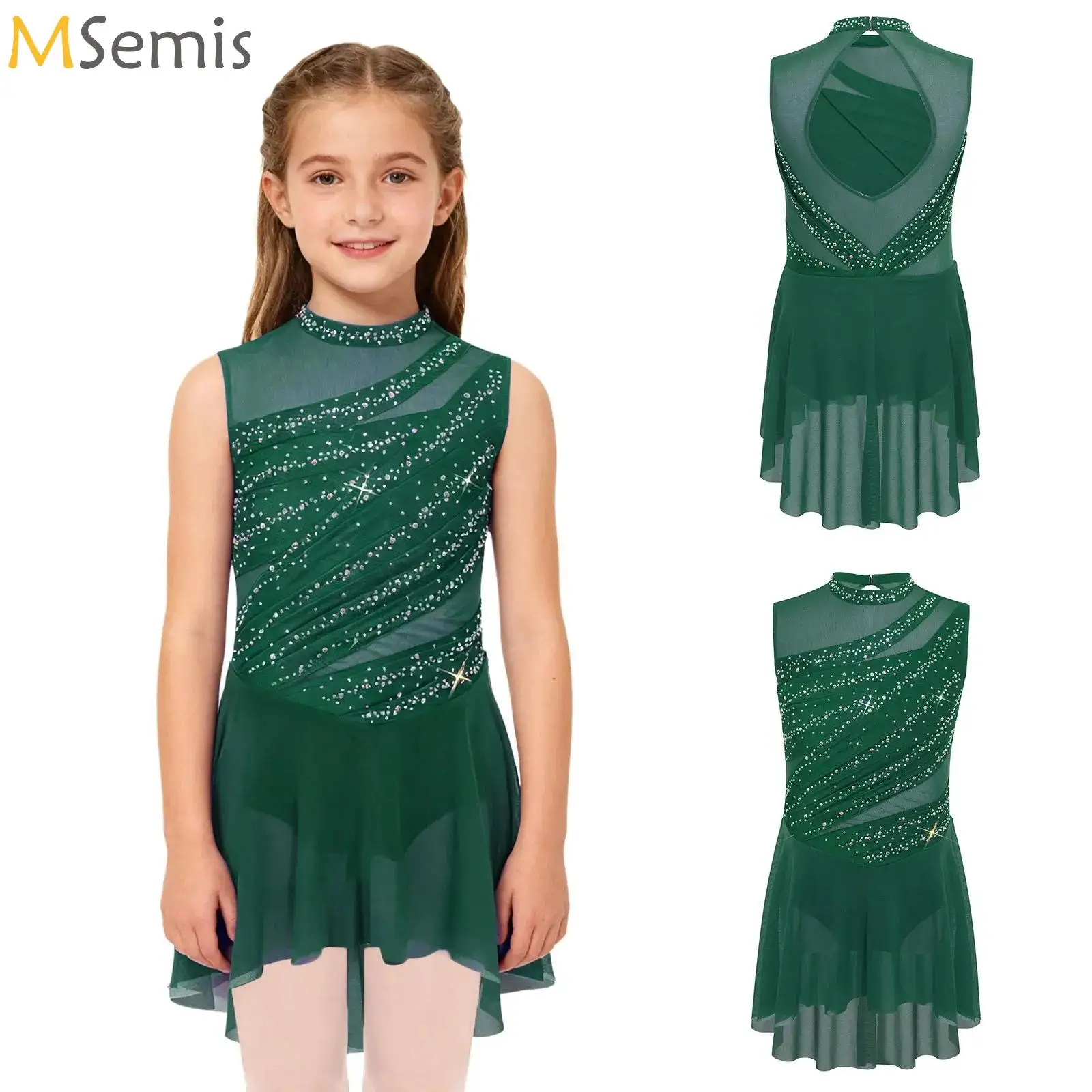 

Kids Girls Lyrical Dance Performance Costume Gymnastics Figure Skating Ballet Jersey Contemporary Classical Dance Leotard Dress
