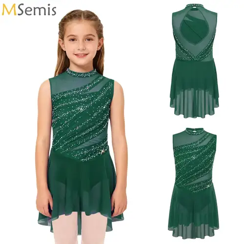 Imagen 1 del producto Traje de actuación de danza lírica para niñas, camiseta de Ballet para patinaje artístico y gimnasia, vestido de leotardo de danza clásica contemporánea
