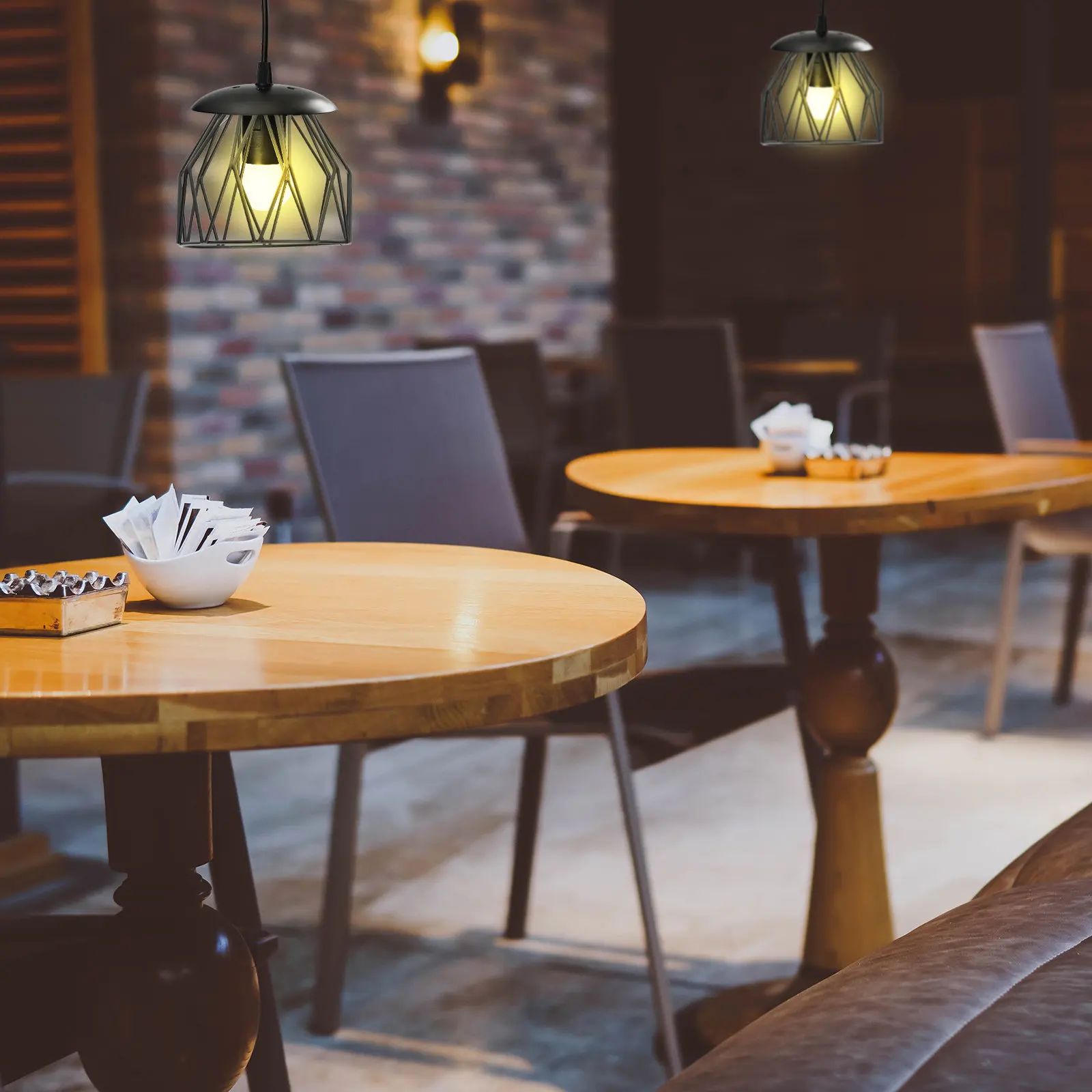 

Комплект из 2-х черных винтажных подвесных светильников в форме птичьей клетки из железной проволоки для гостиной и спальни