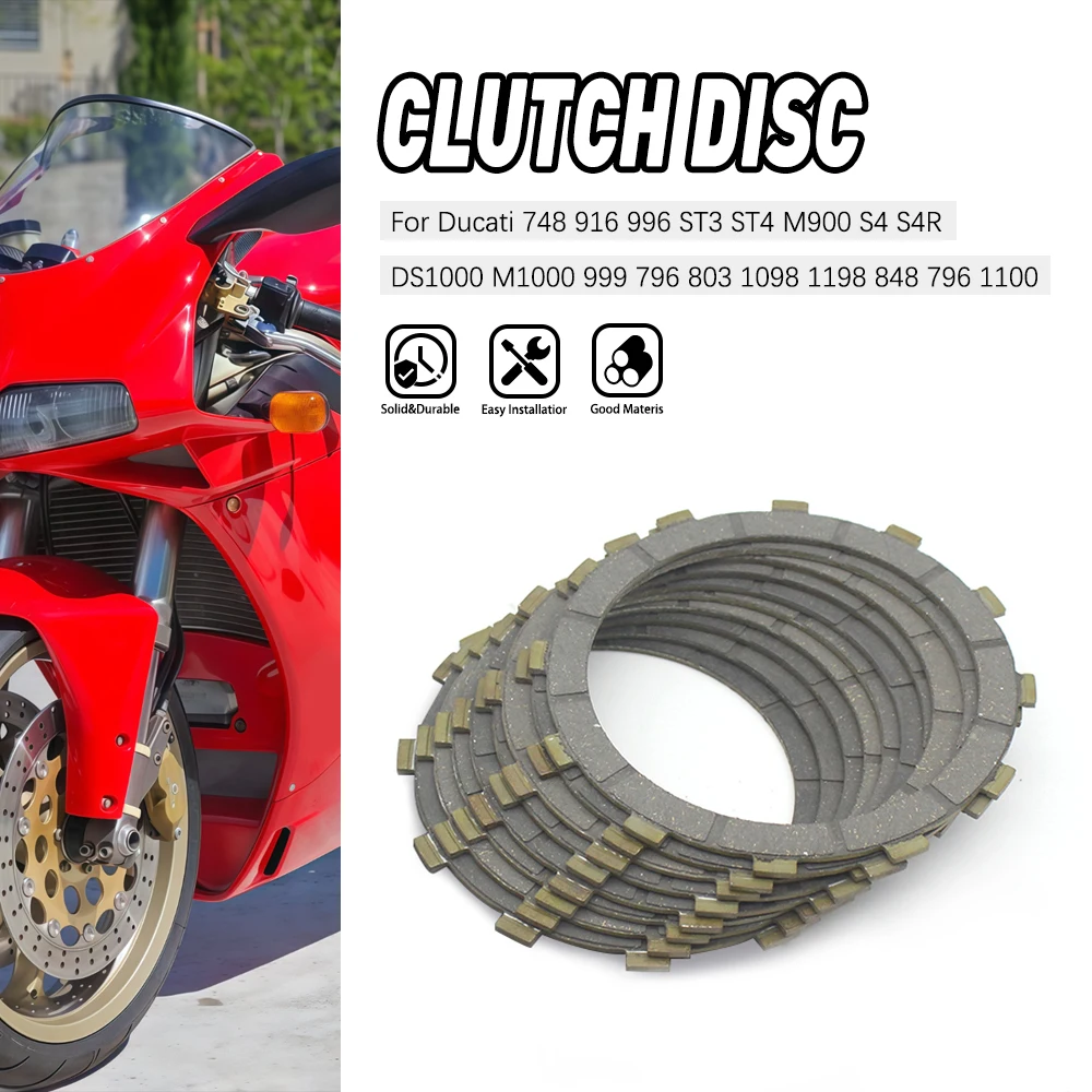 

Friction Clutch Plates Discs 8 9 PCS For Ducati 748 916 996 ST3 ST4 M900 S4 S4R DS1000 M1000 999 796 803 1098 1198 848 796 1100