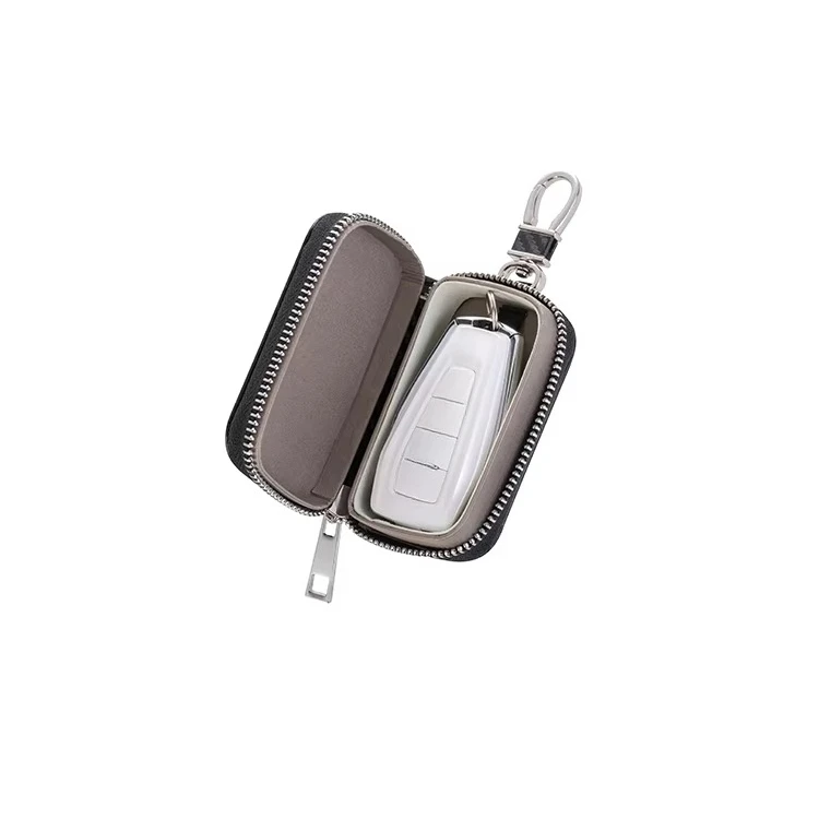 

Fashionable black signal shielding Faraday zipper bag, car keychain storage bag